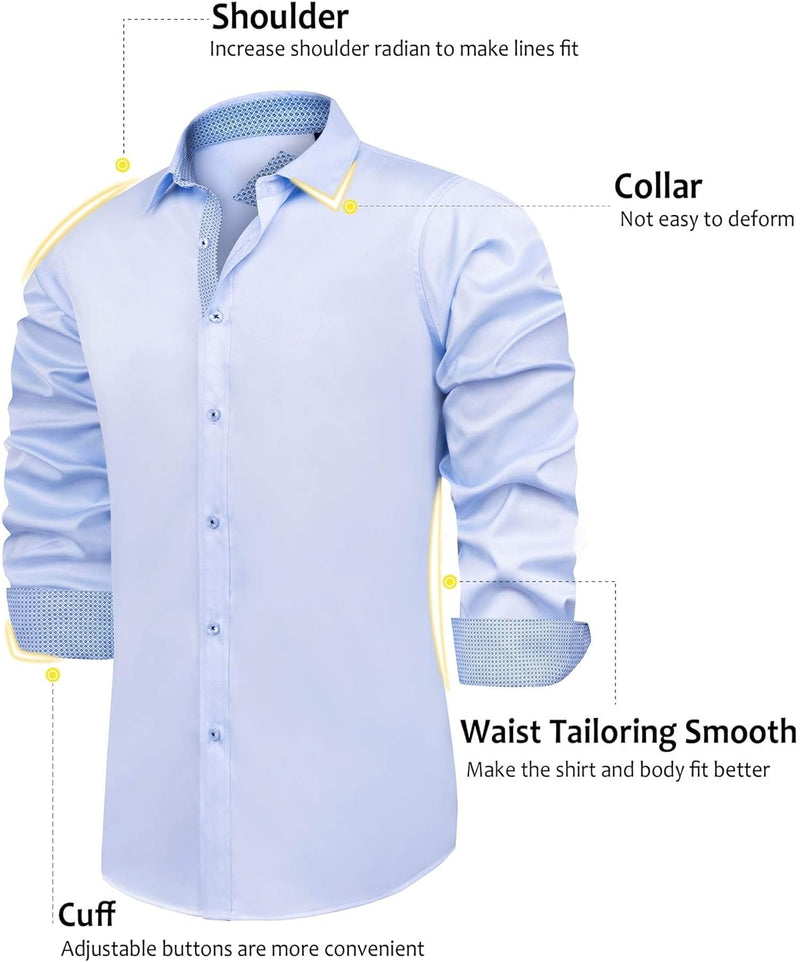 Casual Long Sleeve Stretch Dress Shirt Wrinkle-Free