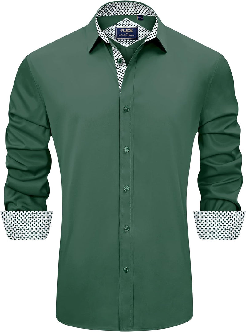 Casual Long Sleeve Stretch Dress Shirt Wrinkle-Free