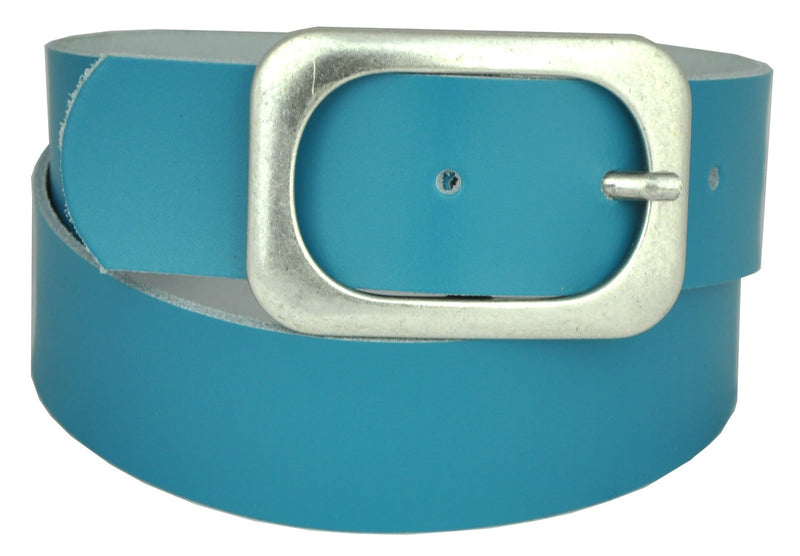 Nickel-free genuine leather belt with antique silver buckle, 4 cm wide