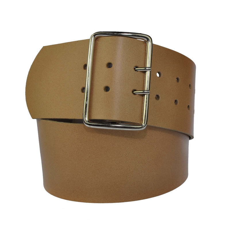 8 cm wide genuine leather belt with 4 square roller buckles