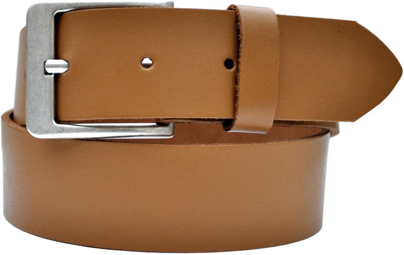 Nickel-free genuine leather belt with antique silver buckle, 4 cm wide