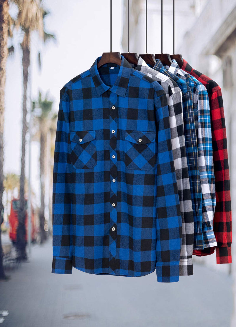 Men's Flannel Plaid Long Sleeve Regular Fit Casual Button Down Shirt