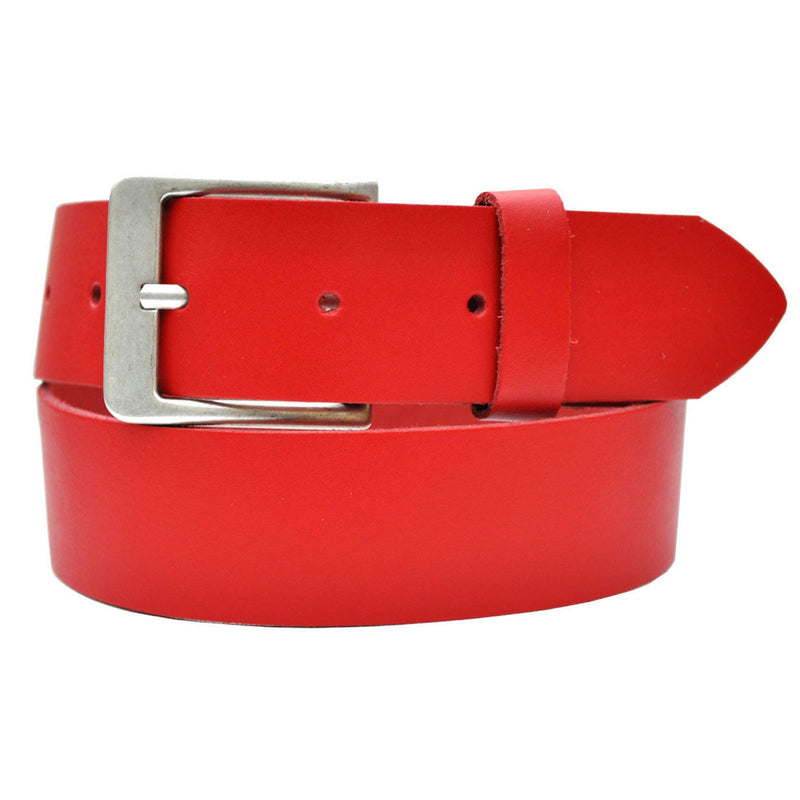 Nickel-free genuine leather belt with antique silver buckle, 4 cm wide