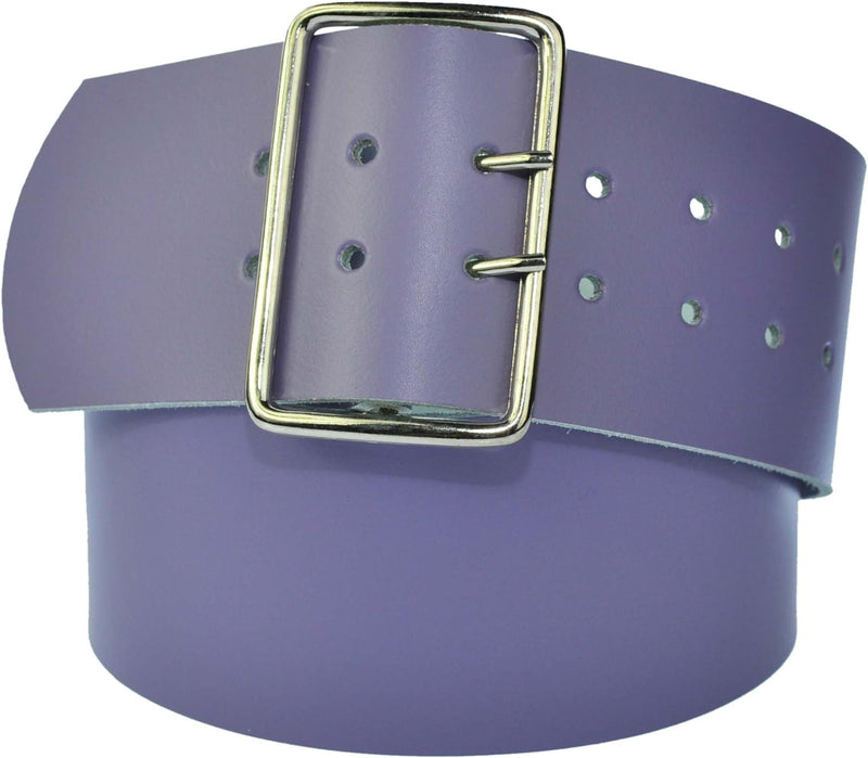 8 cm wide genuine leather belt with 4 square roller buckles