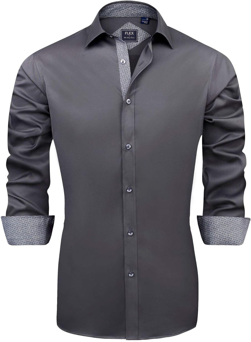 Casual Long Sleeve Stretch Dress Shirt Wrinkle-Free