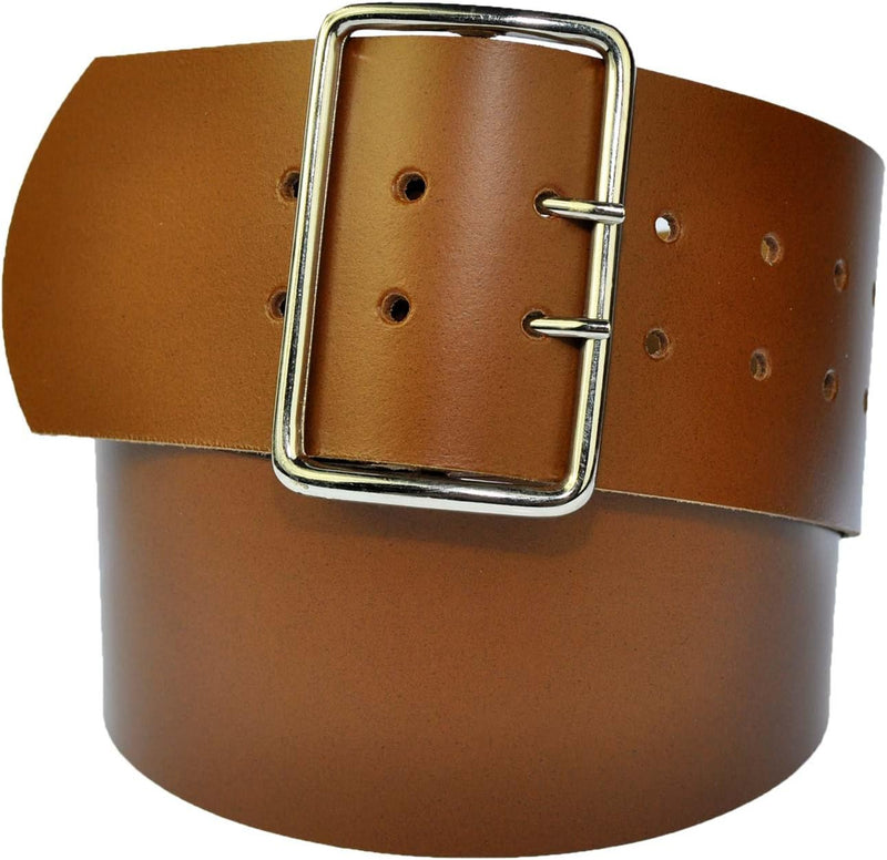 7 cm wide genuine leather belt with square roller buckle,