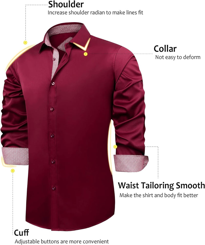 Casual Long Sleeve Stretch Dress Shirt Wrinkle-Free