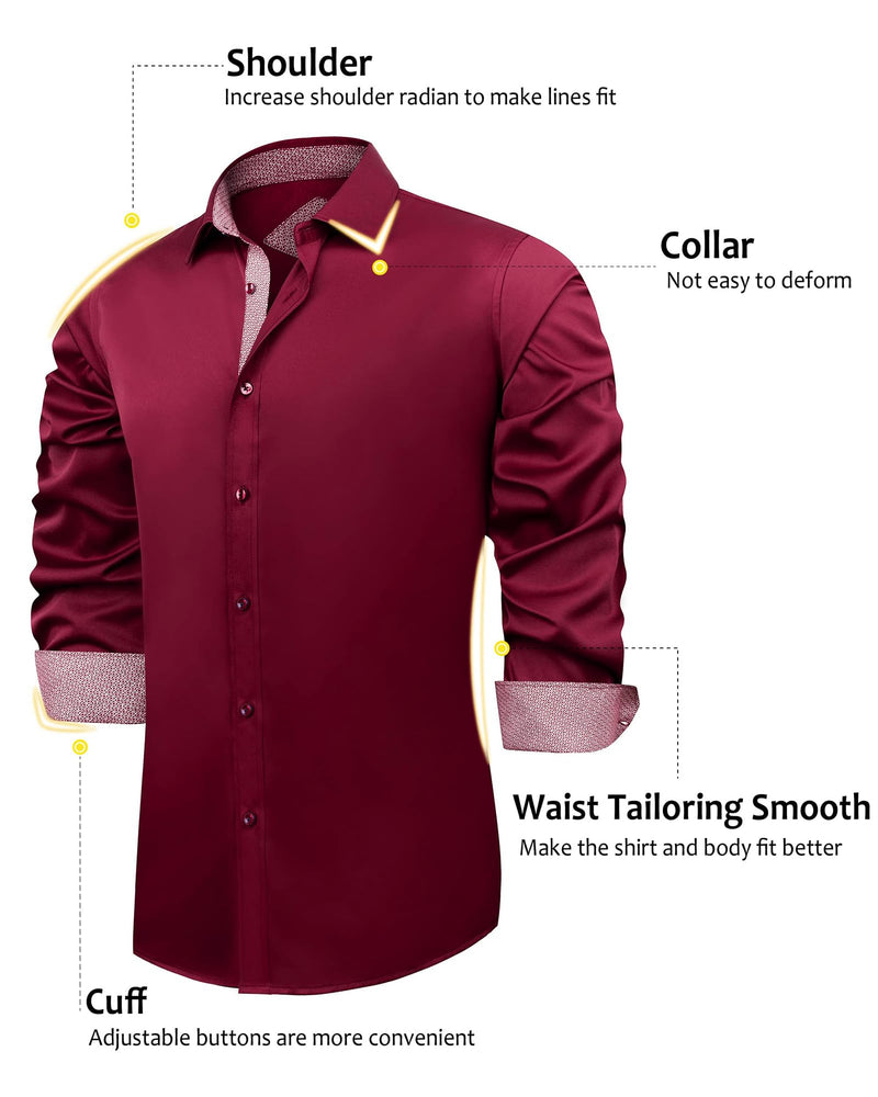 Casual Long Sleeve Stretch Dress Shirt Wrinkle-Free