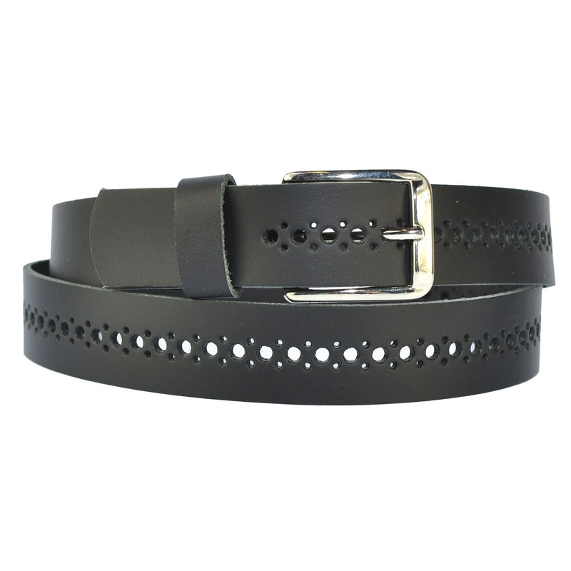 3 cm wide hole belt made of genuine leather (small-large holes)