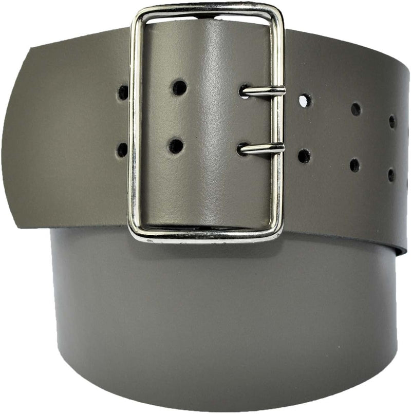 8 cm wide genuine leather belt with 4 square roller buckles