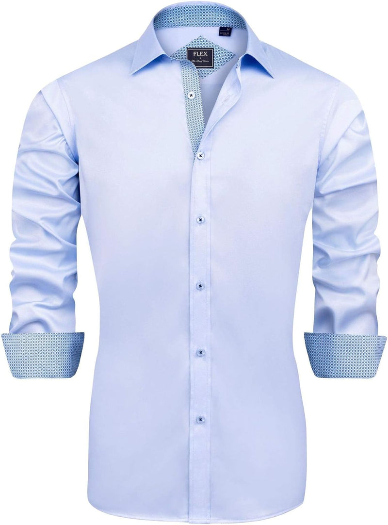 Casual Long Sleeve Stretch Dress Shirt Wrinkle-Free