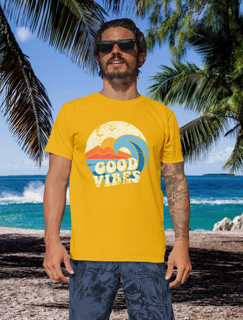 Good Vibes Wave Slogan Design Vintage Retro Fashion T-Shirt