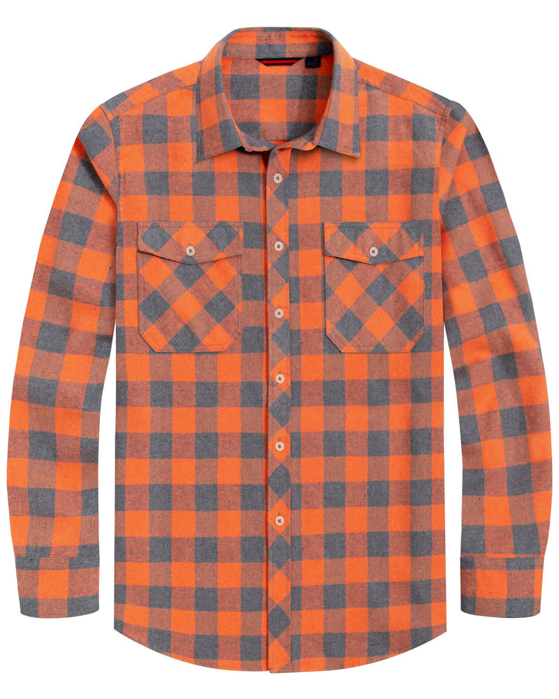 Men's Flannel Plaid Long Sleeve Regular Fit Casual Button Down Shirt