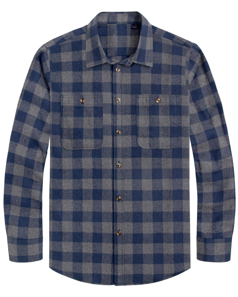 Men's Flannel Plaid Long Sleeve Regular Fit Casual Button Down Shirt