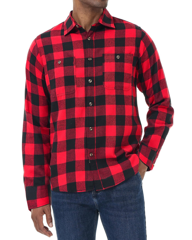 Men's Flannel Plaid Long Sleeve Regular Fit Casual Button Down Shirt