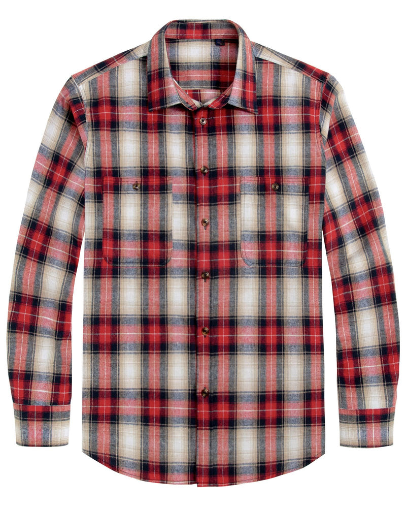 Men's Flannel Plaid Long Sleeve Regular Fit Casual Button Down Shirt