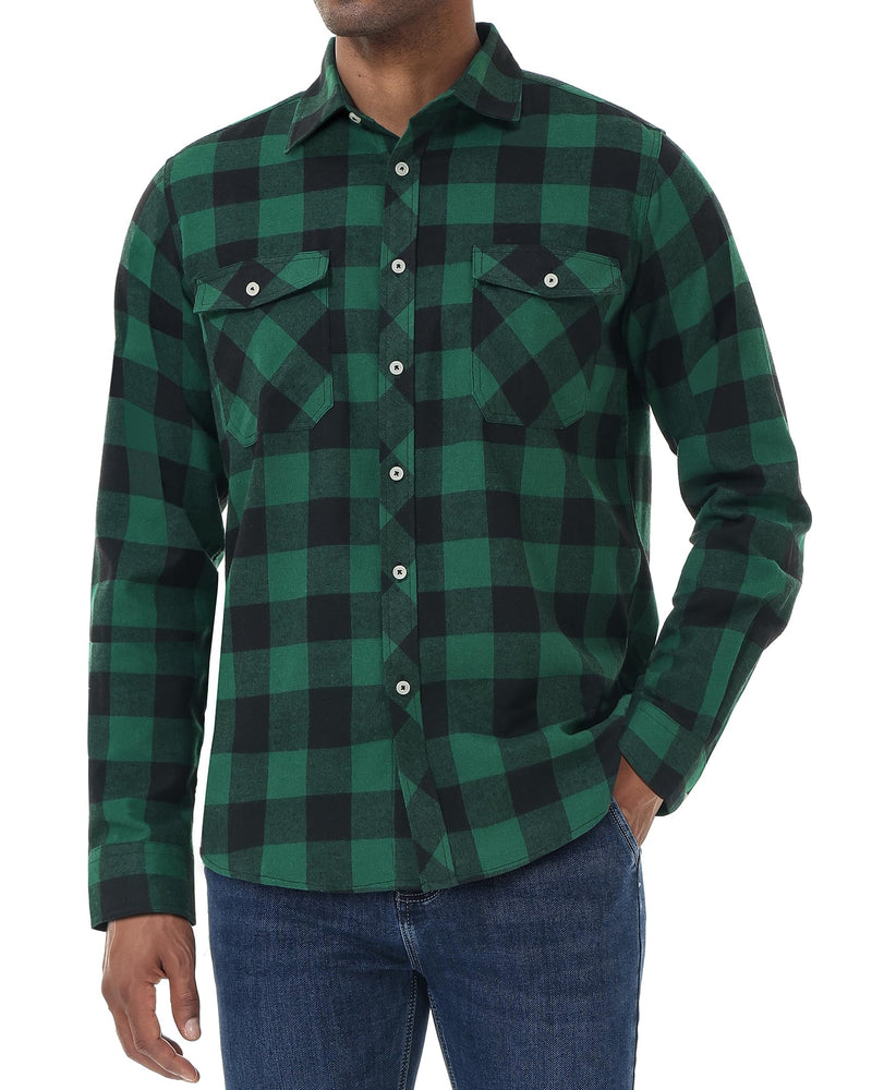 Men's Flannel Plaid Long Sleeve Regular Fit Casual Button Down Shirt