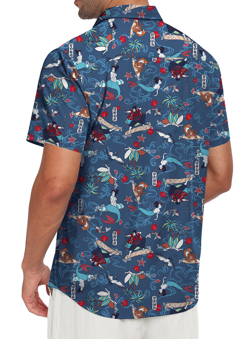 Short Sleeve Button Down Printed Aloha Summer Beach Shirts