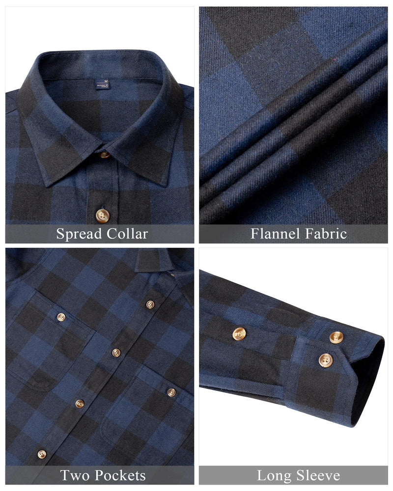 Men's Flannel Plaid Long Sleeve Regular Fit Casual Button Down Shirt