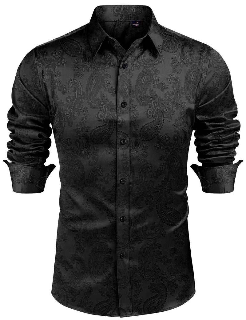 Silk Satin Long Sleeve Shiny Casual Button Down Shirt Luxury Shirts