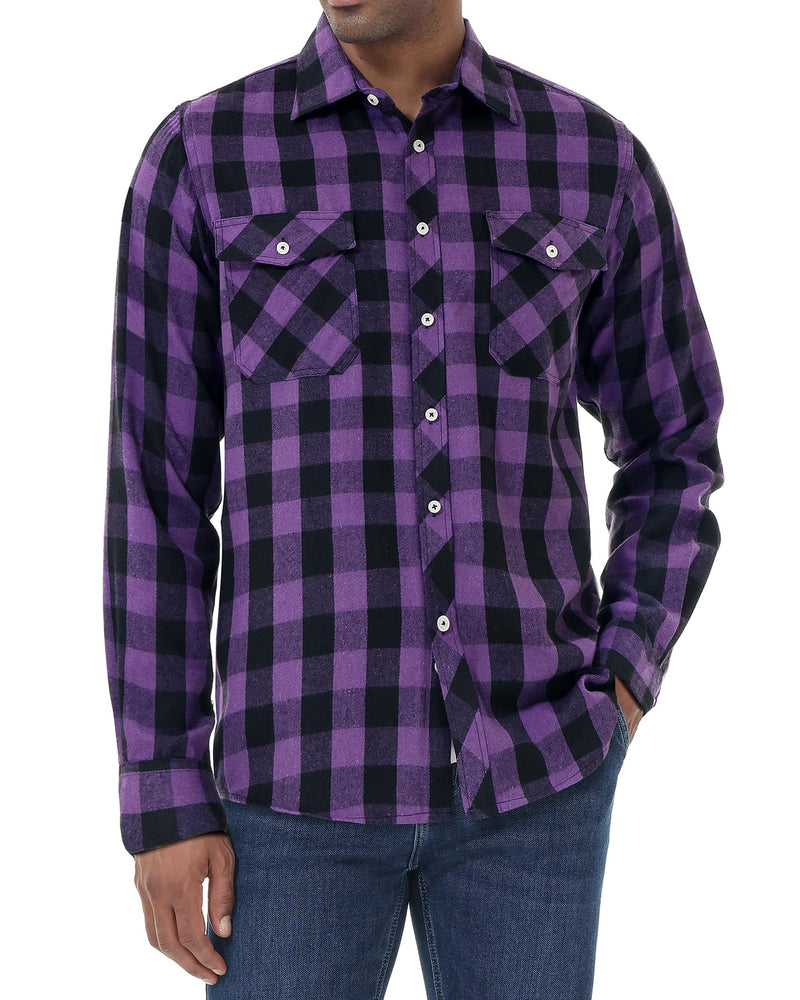 Men's Flannel Plaid Long Sleeve Regular Fit Casual Button Down Shirt