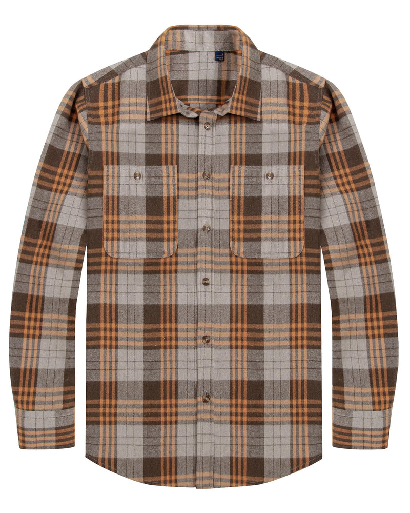 Men's Flannel Plaid Long Sleeve Regular Fit Casual Button Down Shirt