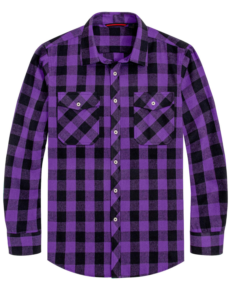 Men's Flannel Plaid Long Sleeve Regular Fit Casual Button Down Shirt