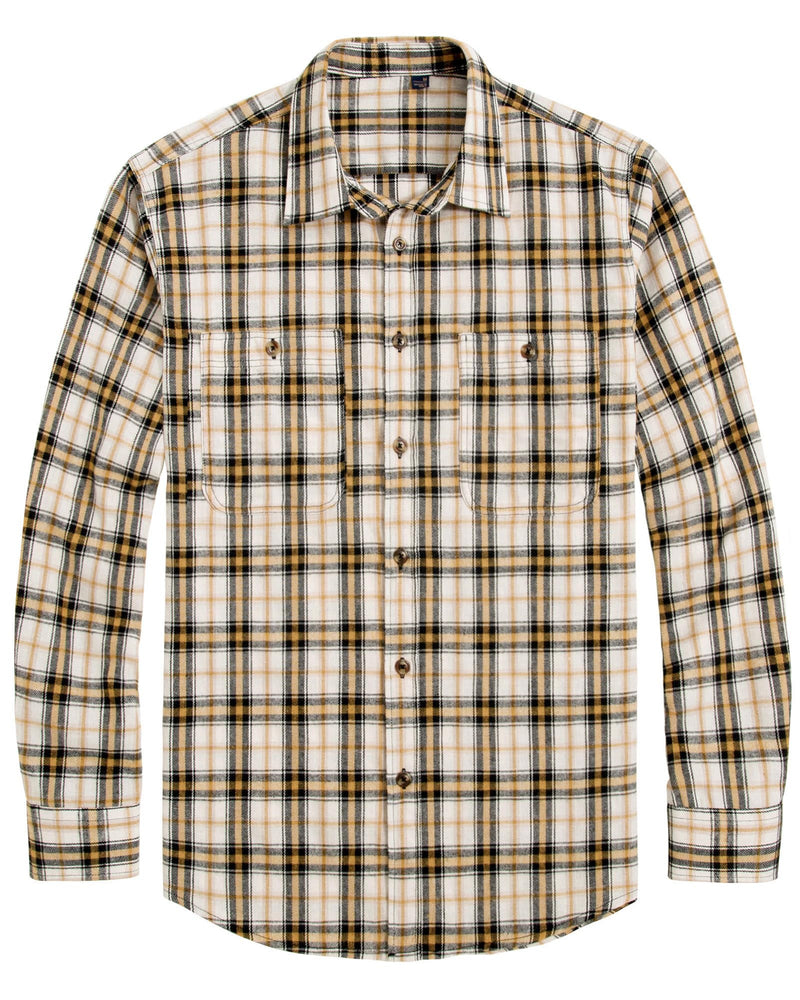 Men's Flannel Plaid Long Sleeve Regular Fit Casual Button Down Shirt