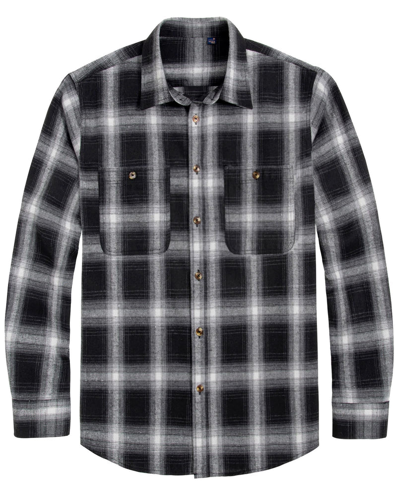 Men's Flannel Plaid Long Sleeve Regular Fit Casual Button Down Shirt