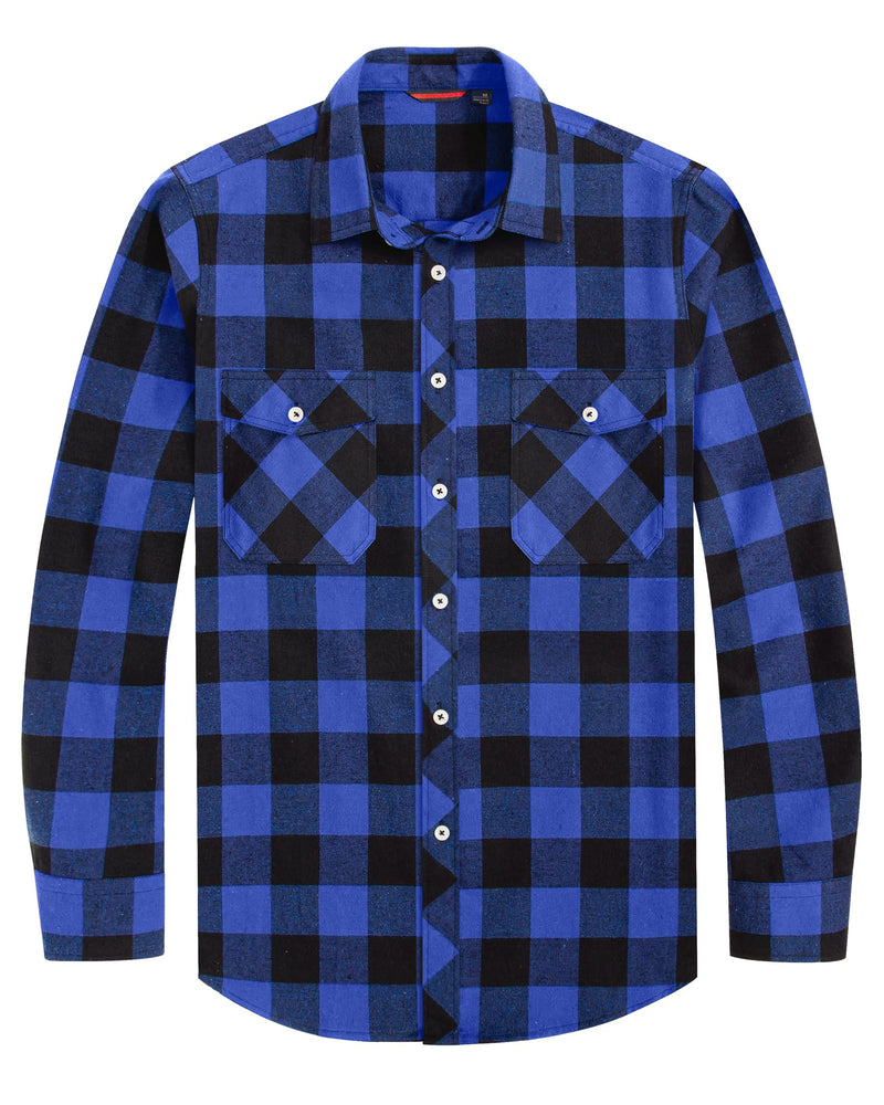 Men's Flannel Plaid Long Sleeve Regular Fit Casual Button Down Shirt