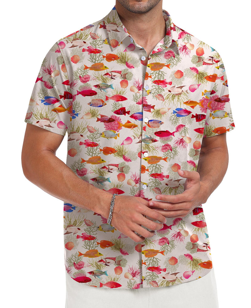 Short Sleeve Button Down Printed Aloha Summer Beach Shirts