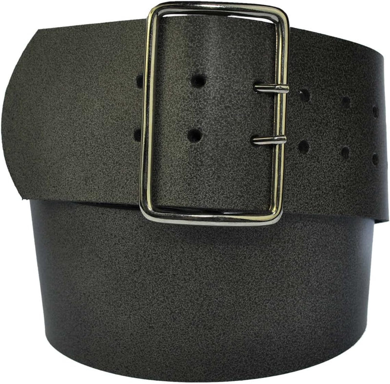 8 cm wide genuine leather belt with 4 square roller buckles