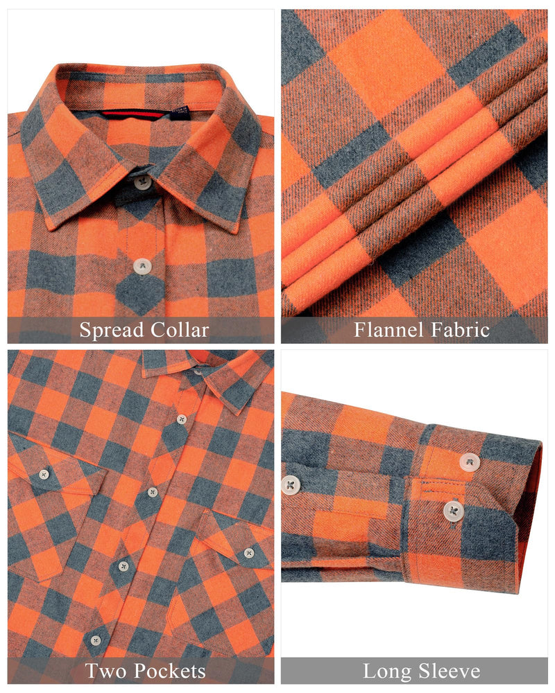 Men's Flannel Plaid Long Sleeve Regular Fit Casual Button Down Shirt