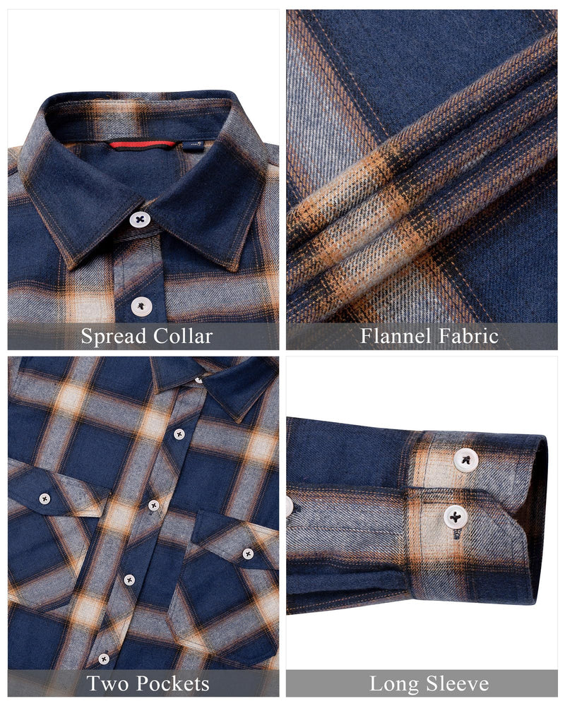 Men's Flannel Plaid Long Sleeve Regular Fit Casual Button Down Shirt