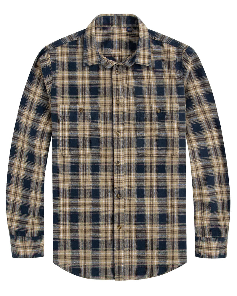 Men's Flannel Plaid Long Sleeve Regular Fit Casual Button Down Shirt