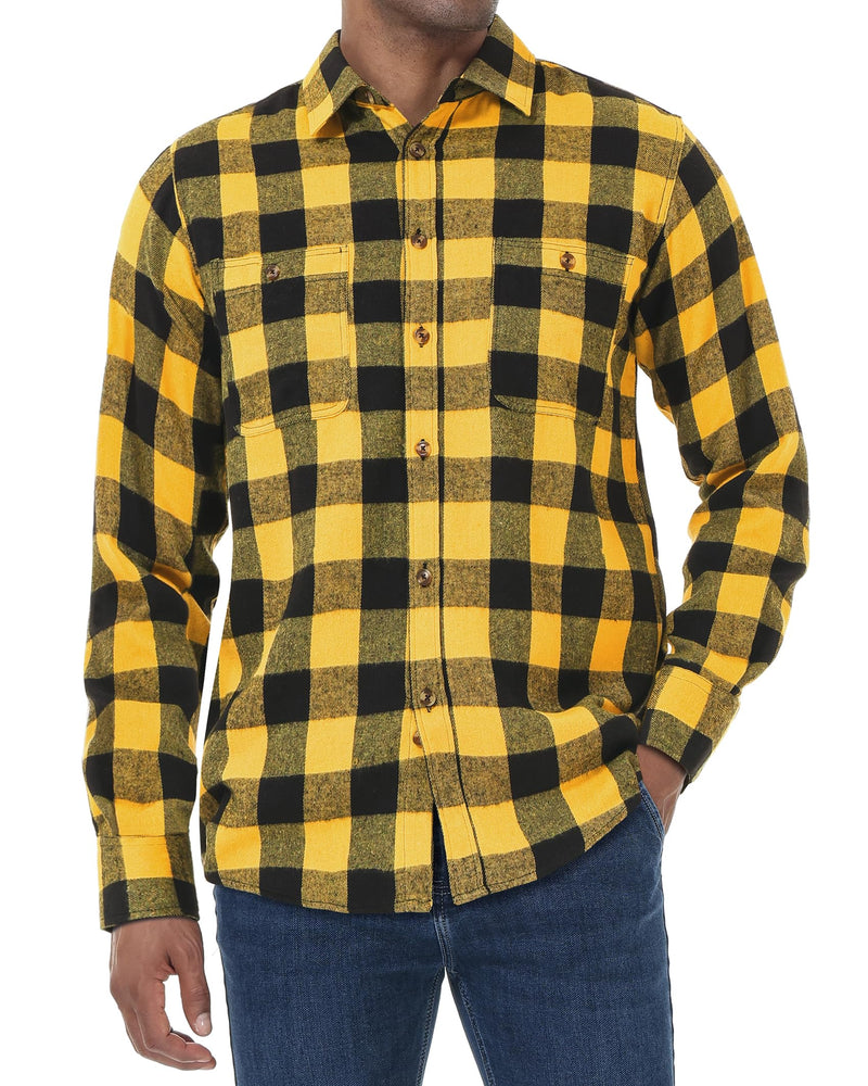 Men's Flannel Plaid Long Sleeve Regular Fit Casual Button Down Shirt