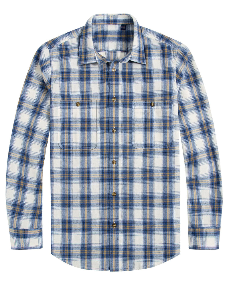 Men's Flannel Plaid Long Sleeve Regular Fit Casual Button Down Shirt