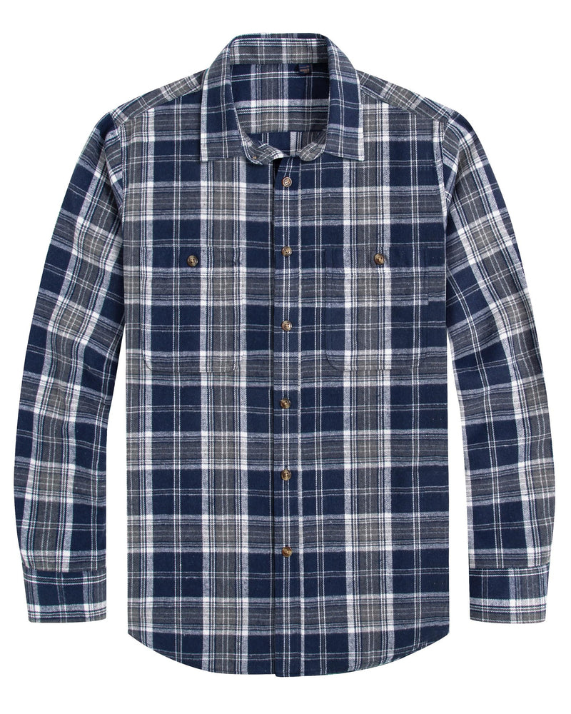 Men's Flannel Plaid Long Sleeve Regular Fit Casual Button Down Shirt