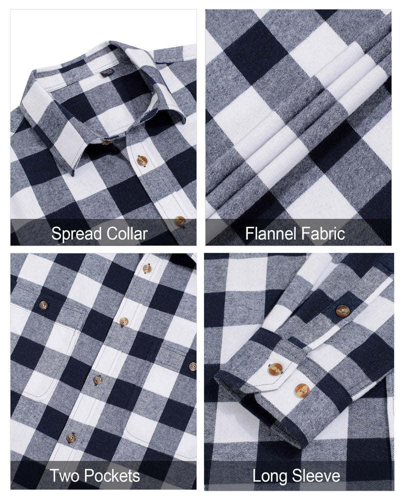 Men's Flannel Plaid Long Sleeve Regular Fit Casual Button Down Shirt