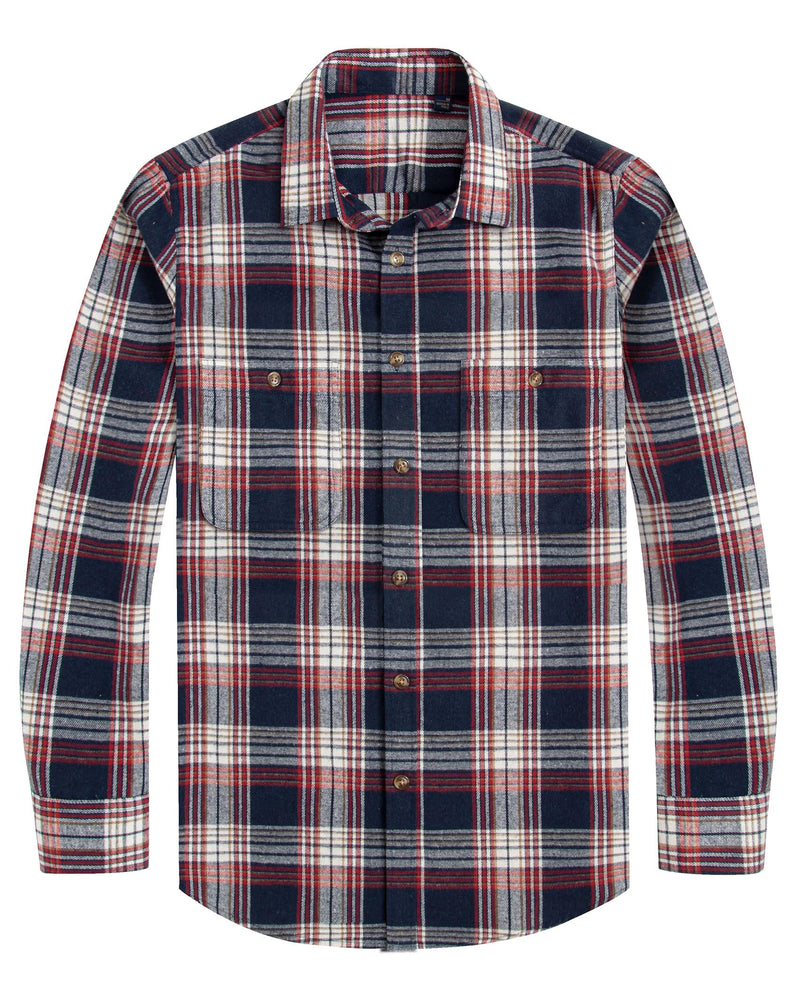 Men's Flannel Plaid Long Sleeve Regular Fit Casual Button Down Shirt