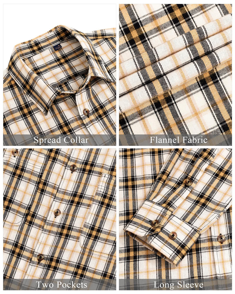 Men's Flannel Plaid Long Sleeve Regular Fit Casual Button Down Shirt