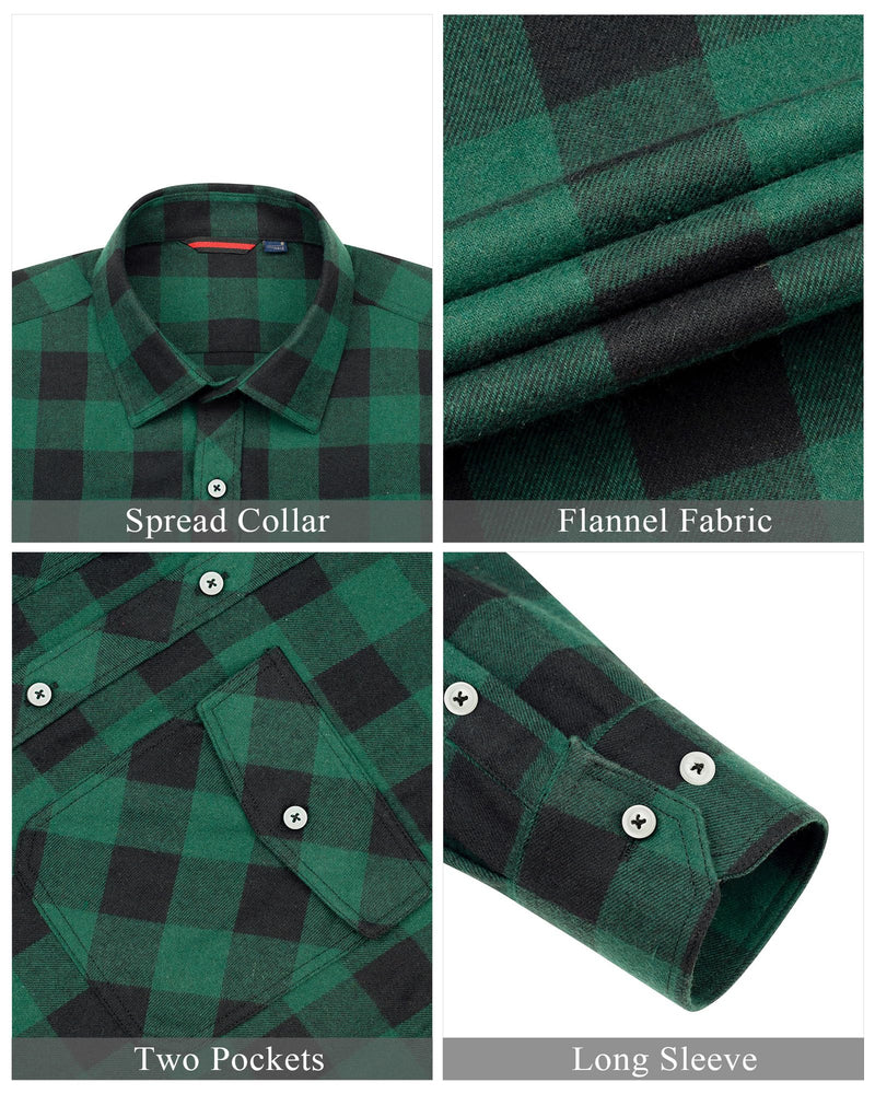 Men's Flannel Plaid Long Sleeve Regular Fit Casual Button Down Shirt