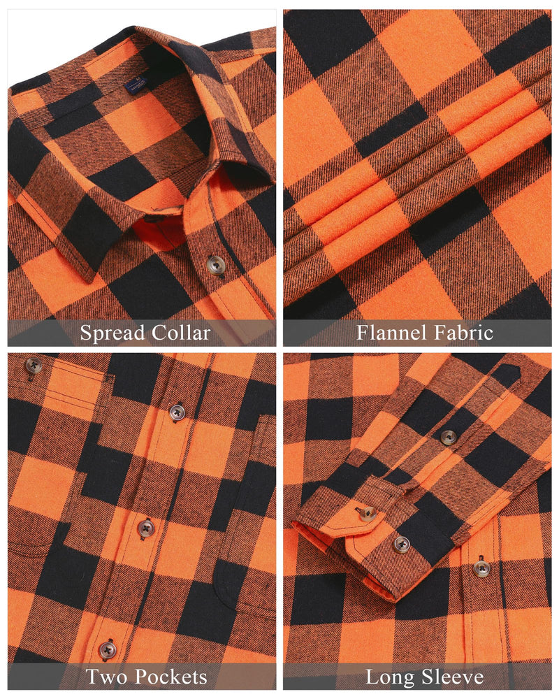 Men's Flannel Plaid Long Sleeve Regular Fit Casual Button Down Shirt