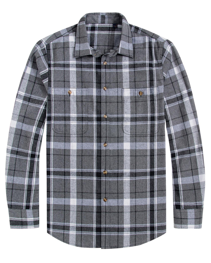 Men's Flannel Plaid Long Sleeve Regular Fit Casual Button Down Shirt