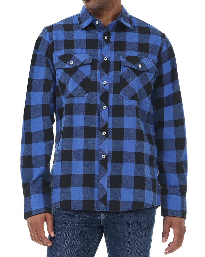 Men's Flannel Plaid Long Sleeve Regular Fit Casual Button Down Shirt