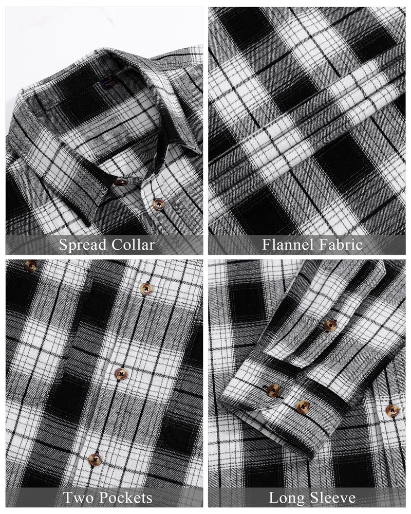 Men's Flannel Plaid Long Sleeve Regular Fit Casual Button Down Shirt