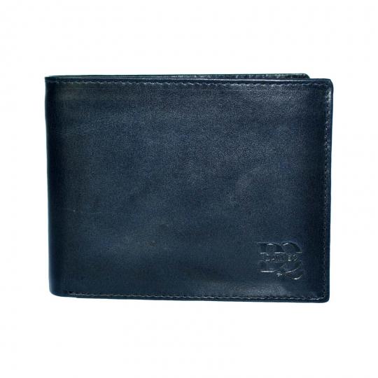 DayneQ Leder Portemonnaie Geldbörse für Männer Quer Format Echt Leder  Blau