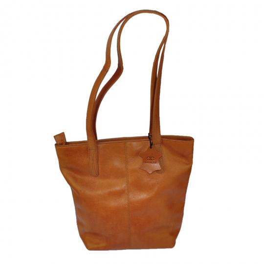 Luxus Handtasche aus hochwertigen Echt Leder TAN / Conjac